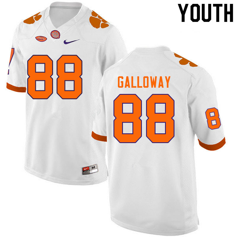 Youth #88 Braden Galloway Clemson Tigers College Football Jerseys Sale-White - Click Image to Close